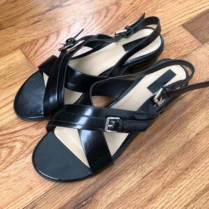 Forever 21 Black Patent Criss Cross Sandals